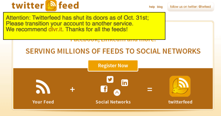 Twitterfeed cierra a finales de año