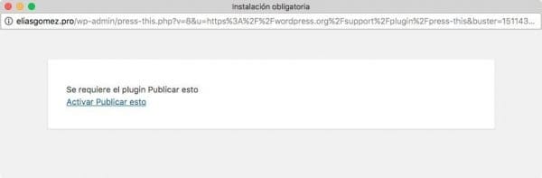 WordPress 4.9 se carga Press This deshabilitando el bookmarklet
