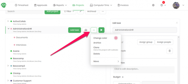Comparativa de TimeCamp y Tmetric para controlar el tiempo 5 Proyectos en TimeCamp