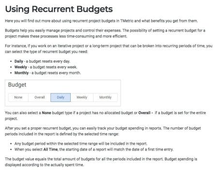 Tmetric Recurrent Budgets