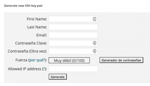 Cómo conectarse por FTP en SiteGround con SSH 1 Formulario clave SSH
