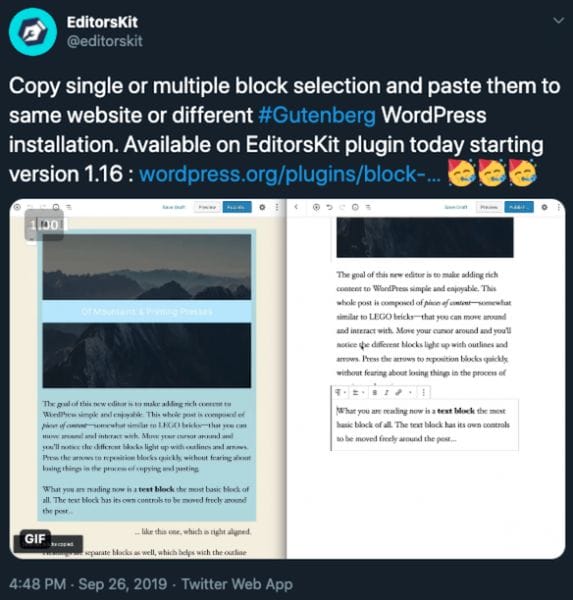 Gutenberg: noticias y cronología 5 EditorsKit para Gutenberg